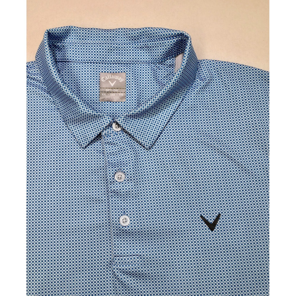 Callaway Polo Shirt Men 2XL Opti-Dri Golf Performance All Over Print Lightweight